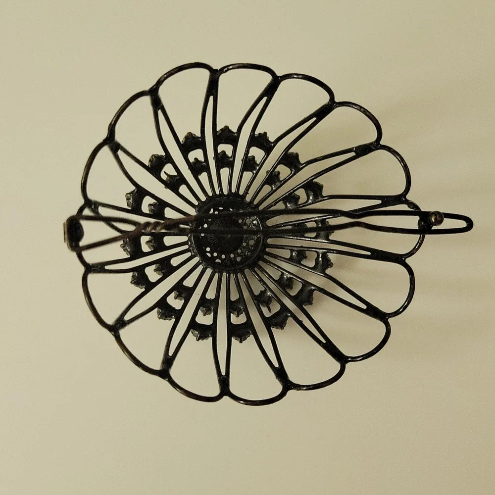 Vintage Black Rhinestone Cage Bun Cover Hair Clip One Size Goth